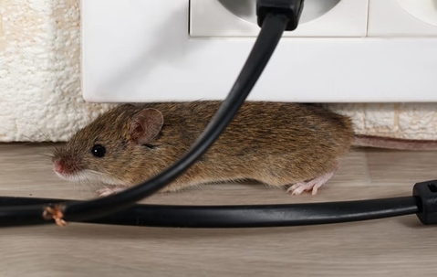 Mouse by electrical outlet